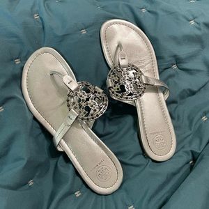 Silver Tory Burch Miller Sandals